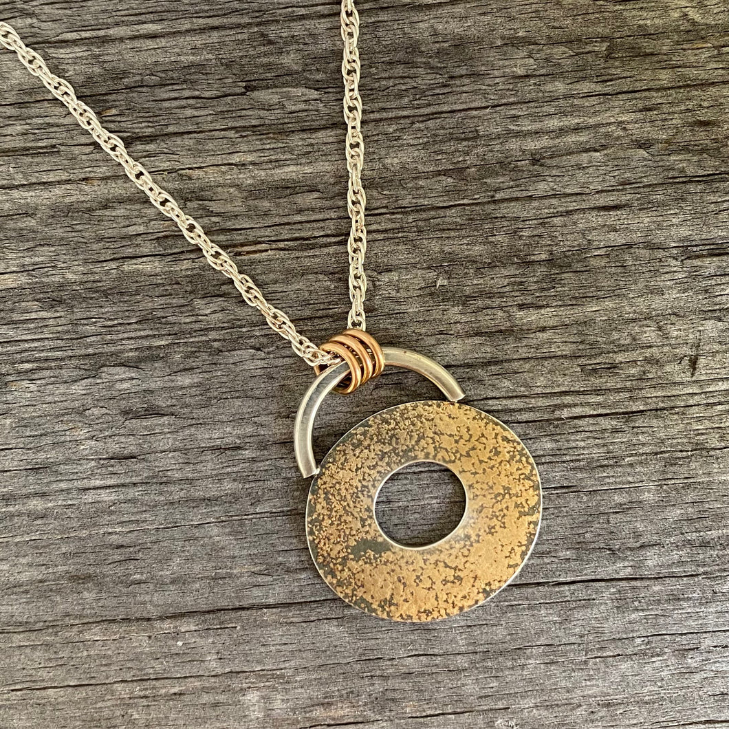Sterling and 14KT Balance Pendant with Gold Fusing
