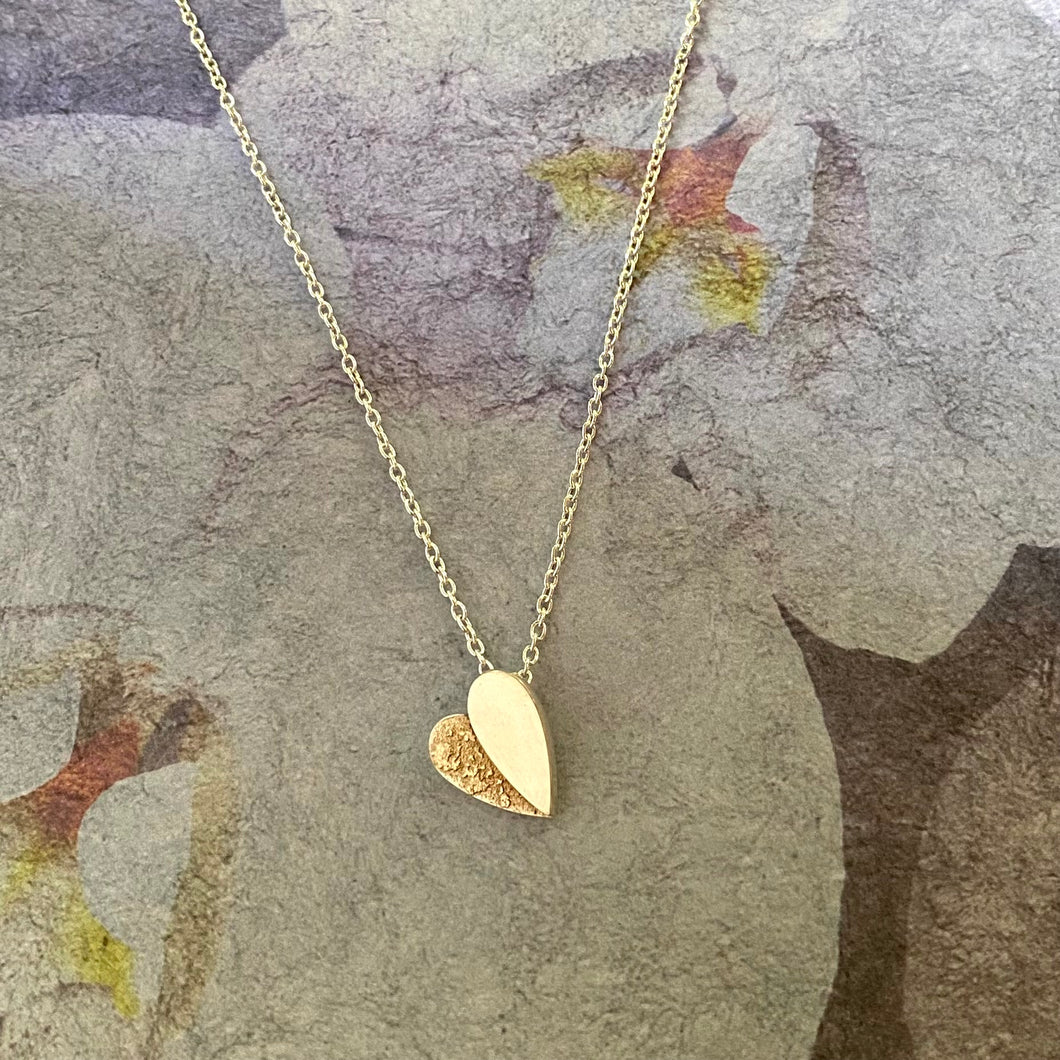 Sterling and Gold Fused Butterfly Heart Pendant on Sterling Chain