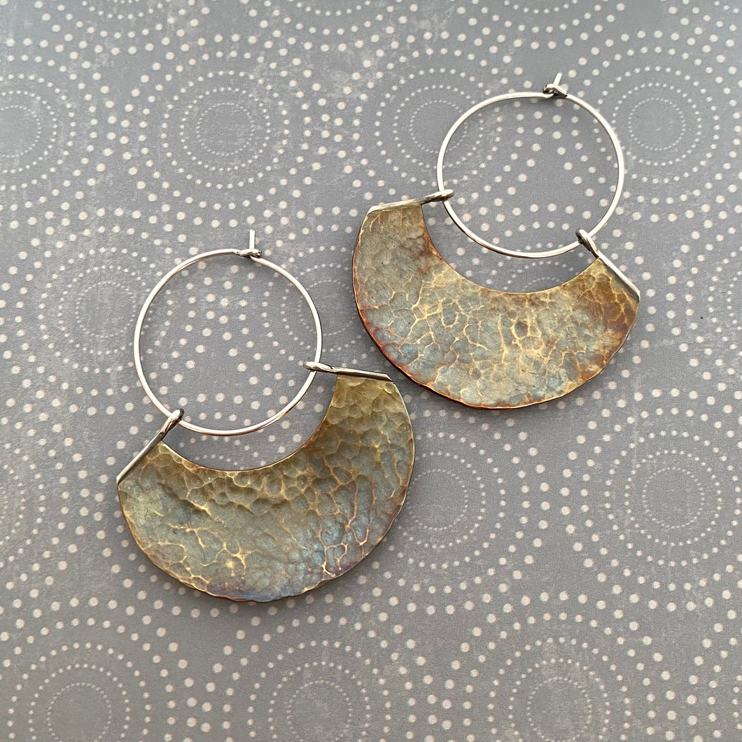 Brass & Sterling Shield Hoop