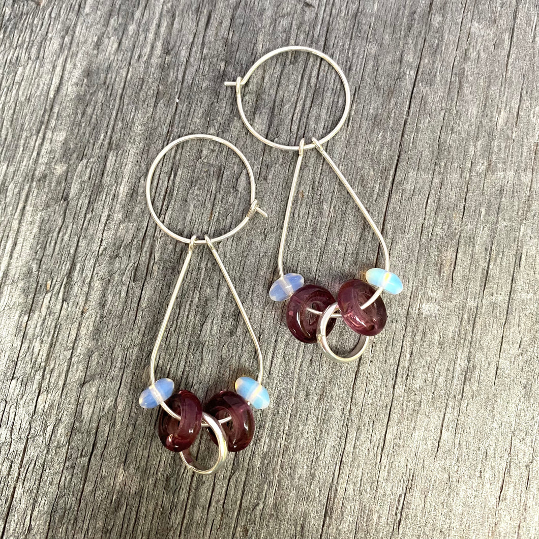 Sterling and Bead Trapeze Earrings