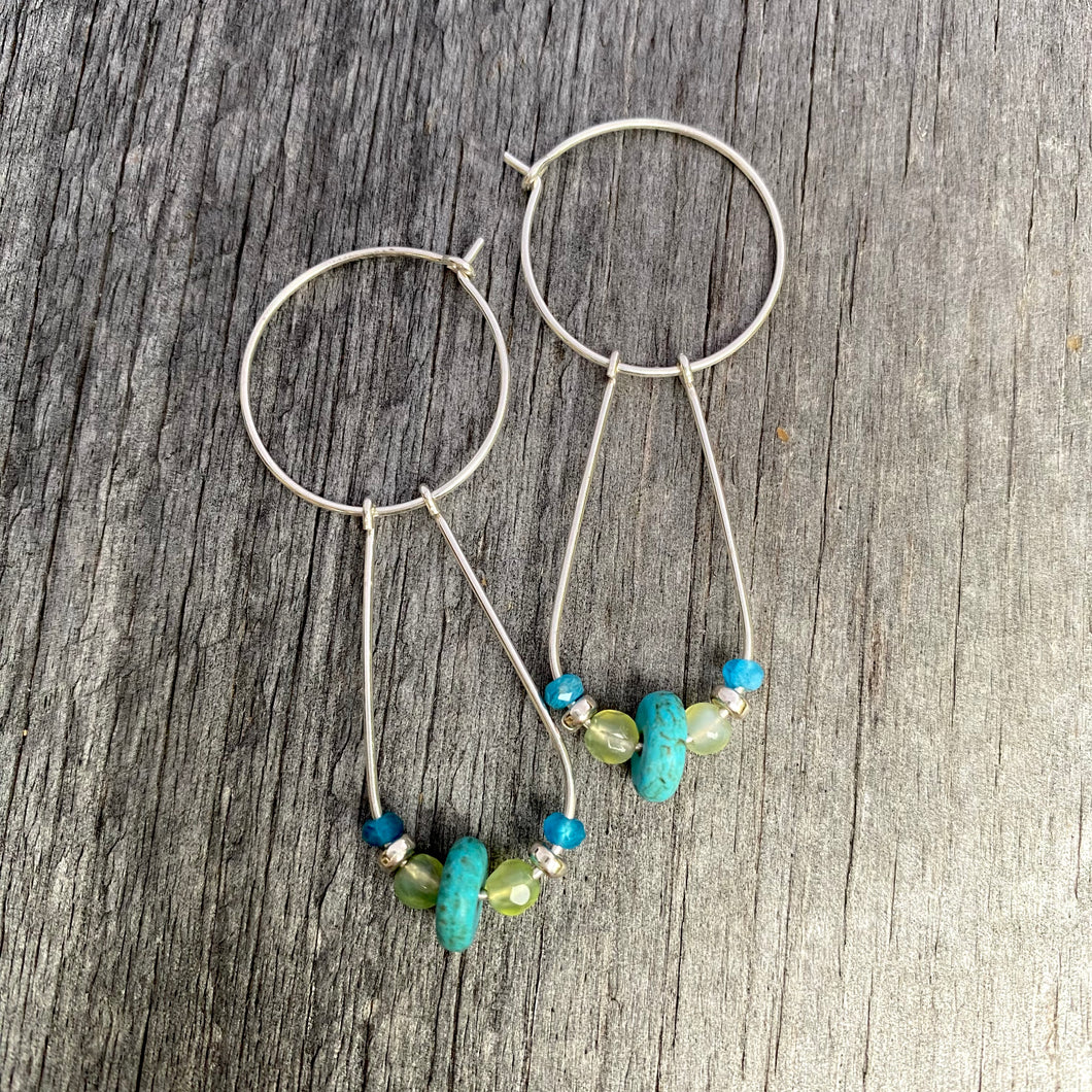 Sterling and Bead Trapeze Earrings