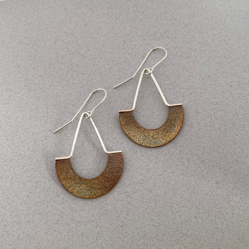 Bronze and Sterling Pendulum Earring