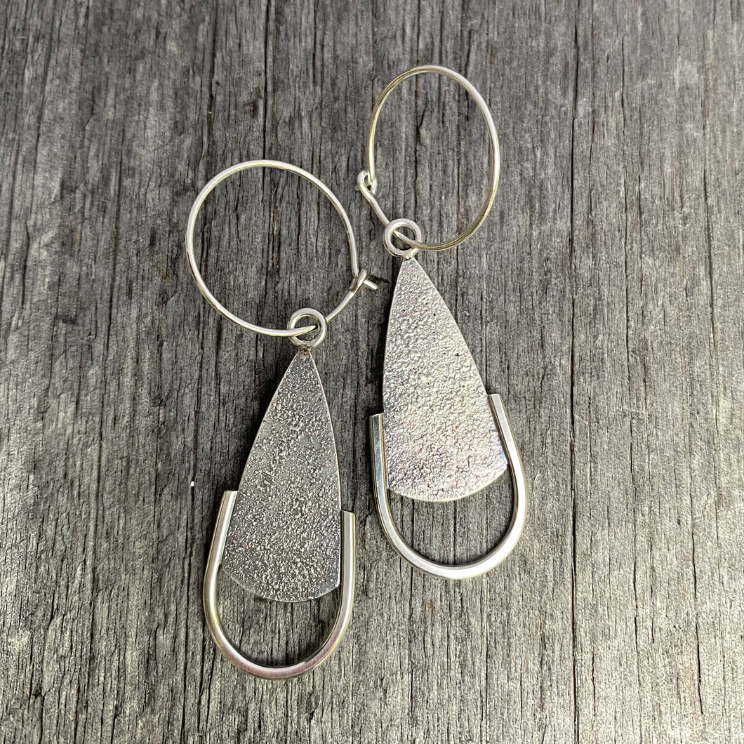 Fused Sterling Pendulum Earring on Hoop