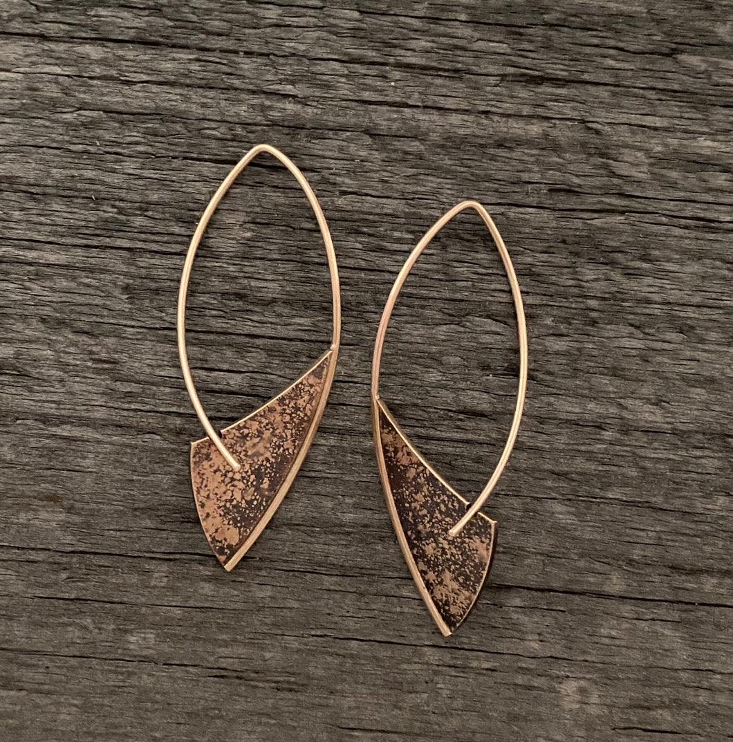 Bronze and 14KT Gold Sailboat Earrings