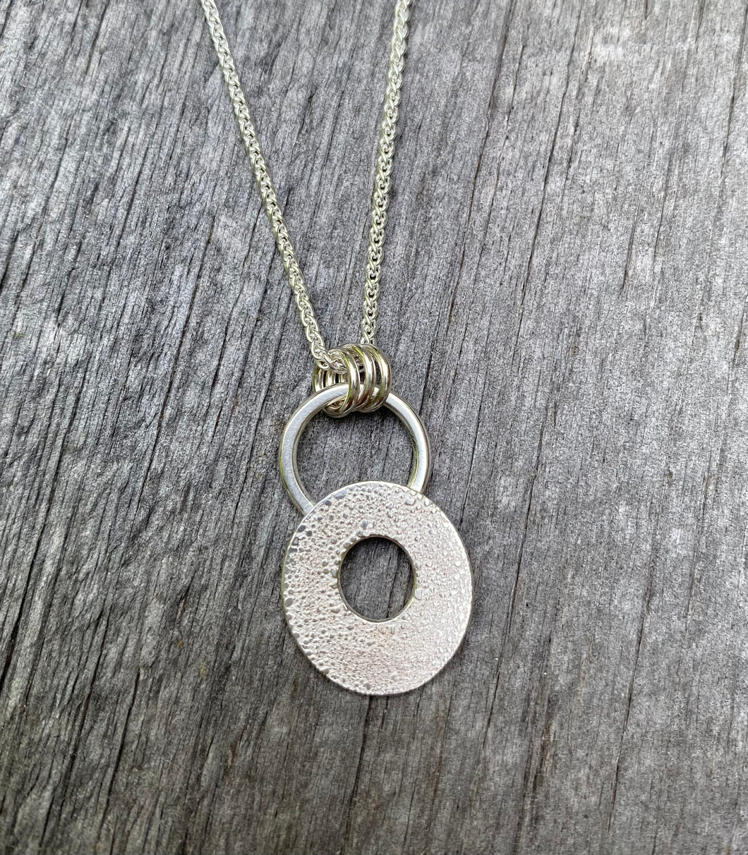 Sterling Fused Oval and Ring Pendant on Chain