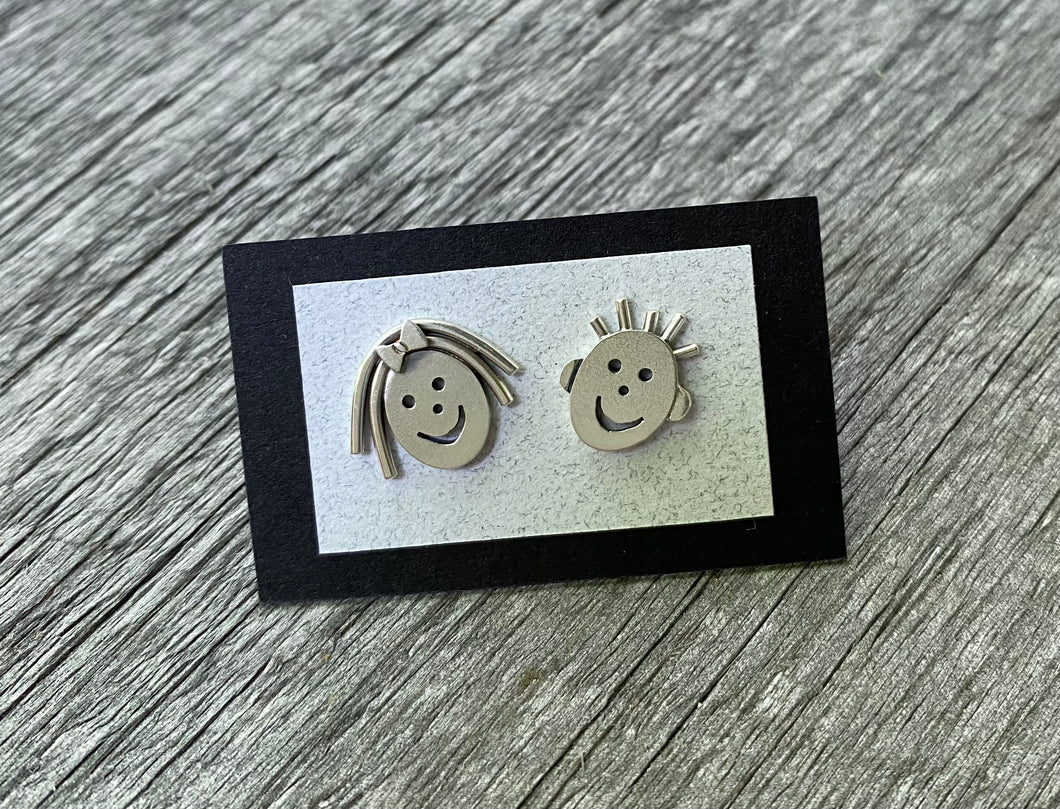 Sterling Girl and Boy Studs