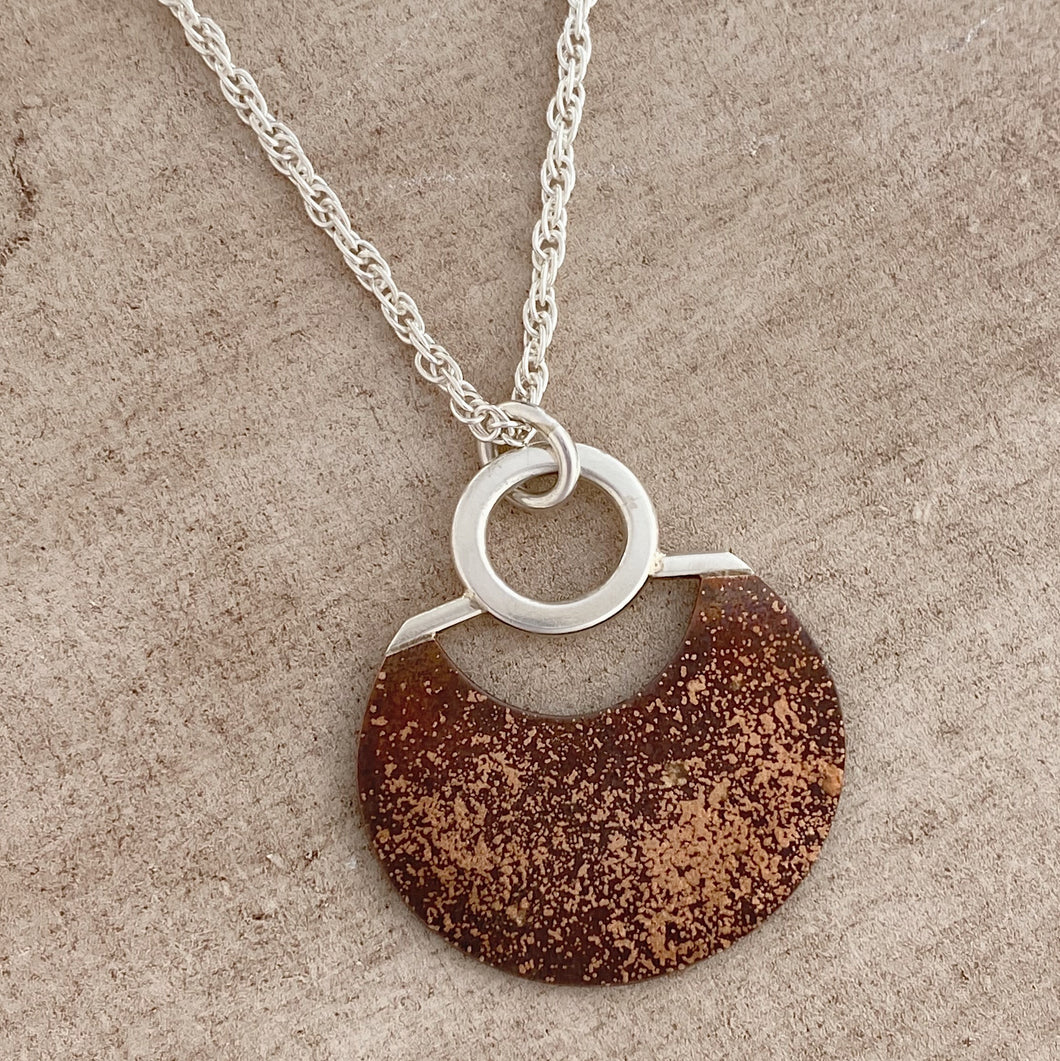 Bronze, Fused Gold and Sterling Pendant on Chain