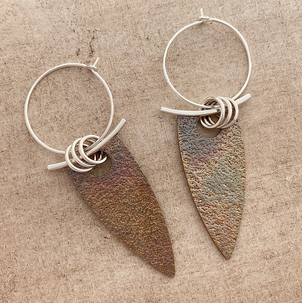 Bronze and Sterling Dagger Earrings