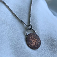 Load image into Gallery viewer, Bronze &amp; Gold Fused Oval Pendant on 18&quot; Chain
