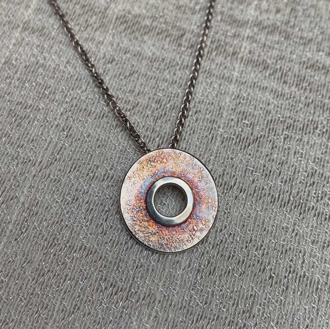 Sterling Silver Fused Circle Pendant on Sterling Silver Chain