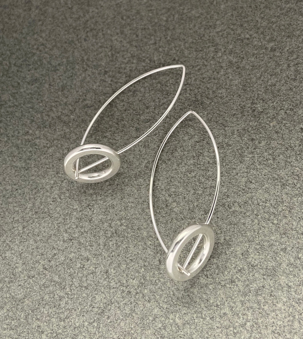Sterling Rolled Circle on Wire Earring